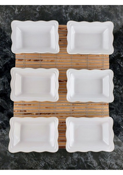 6'lı Seramik Kahvaltılık Çerezlik Takımı, Beyaz, 14X10,5X3,5CM