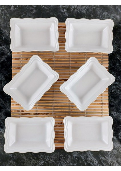 6'lı Seramik Kahvaltılık Çerezlik Takımı, Beyaz, 14X10,5X3,5CM modelleri