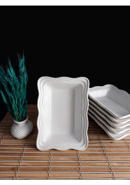 6'lı Seramik Kahvaltılık Çerezlik Takımı, Beyaz, 14X10,5X3,5CM indirimleri