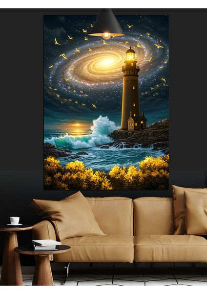 Fırtınalı Denizde Deniz Feneri Dekoratif Kanvas - Mdf Ahşap Tablo indirimleri