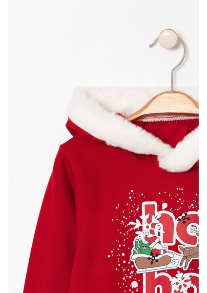 Noel Baskılı Yılbaşı Temalı Kapüşonlu 2 Ip Şardonlu Çocuk Sweatshirt fiyatları