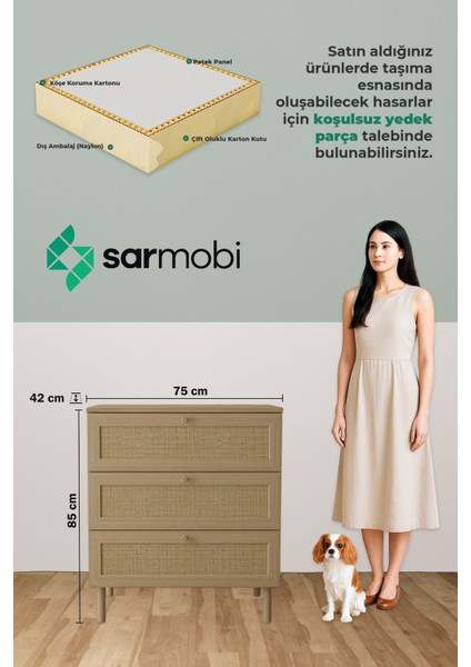 Baru 3 Çekmeceli Şifonyer