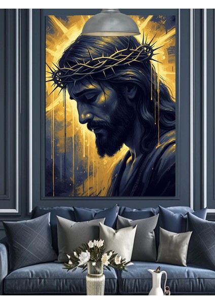 Dikenli Taçlı Isa Dekoratif Kanvas - Mdf Ahşap Tablo