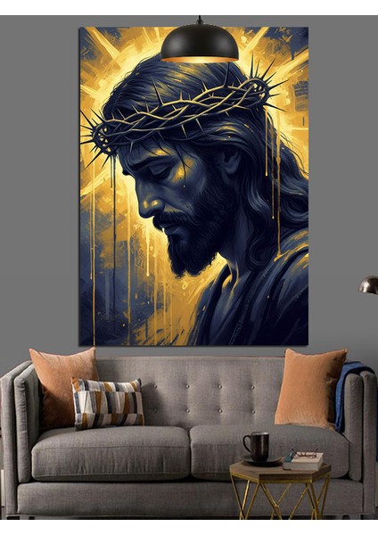 Dikenli Taçlı Isa Dekoratif Kanvas - Mdf Ahşap Tablo fiyatları