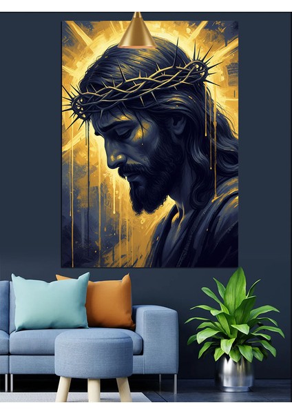 Dikenli Taçlı Isa Dekoratif Kanvas - Mdf Ahşap Tablo modelleri