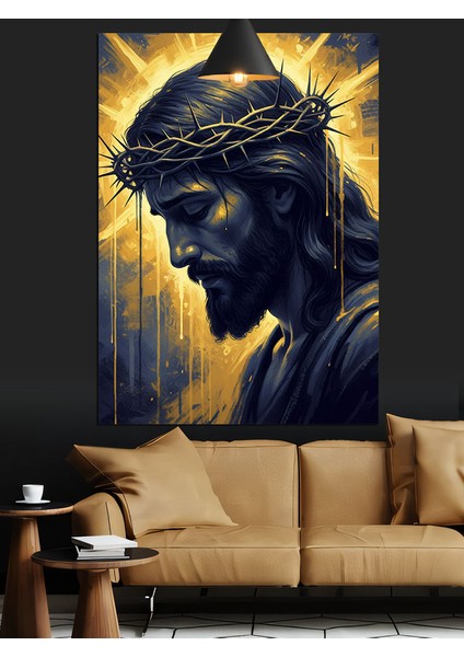Dikenli Taçlı Isa Dekoratif Kanvas - Mdf Ahşap Tablo fırsatları