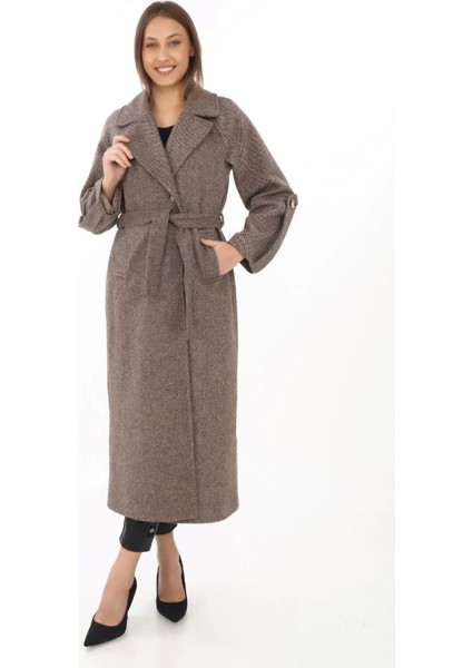 Kolu Apoletli Astarlı Kaşmir Kaşe Kaban - Vizon fiyatları