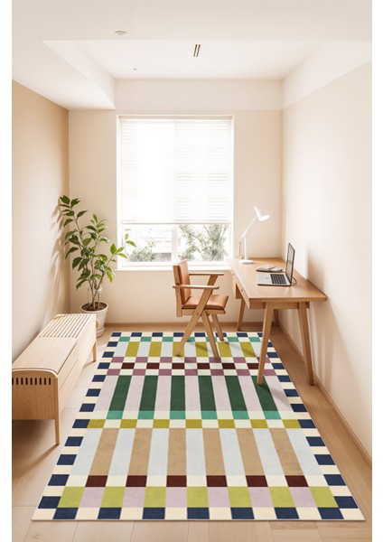 Geometrik Desenli Makinada Yıkanabilir Halı