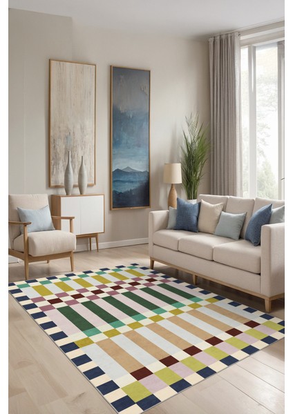 Geometrik Desenli Makinada Yıkanabilir Halı fırsatları