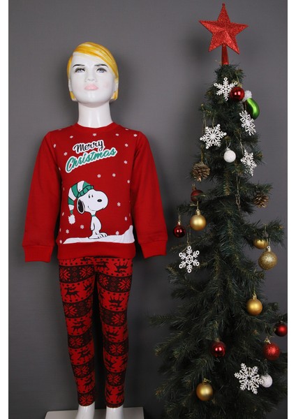 Snoopy Baskılı Unısex Çocuk Noel Sweat Şardonlu 2 Ip fiyatları