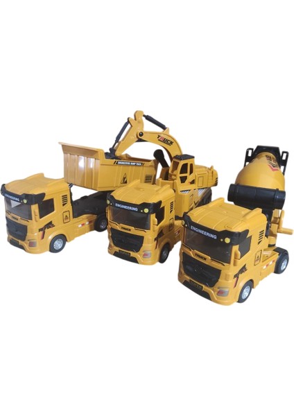 3lü Set Büyük Iş Makinaları Kırılmaz Fonksiyonlu Iş Araçları 28 cm Sürtmeli Kamyon Kepçe Mikser fırsatları