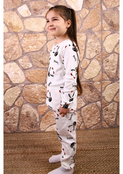 Kedi Desenli %100 Pamuk Kız Çocuk Pijama Takım modelleri