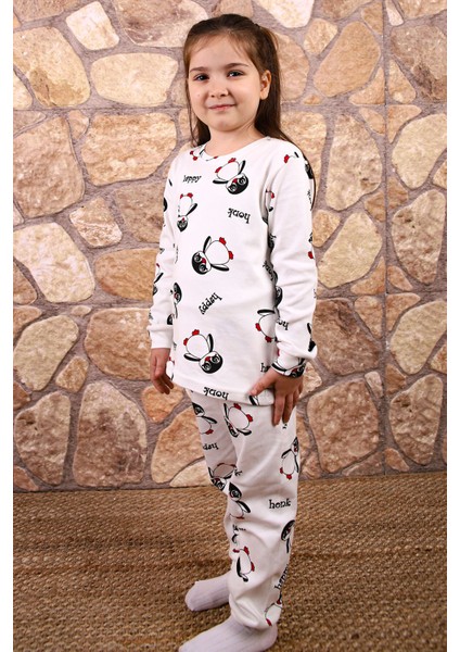 Kedi Desenli %100 Pamuk Kız Çocuk Pijama Takım fırsatları