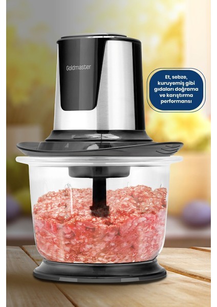 1.5l Cam Hazneli 4 Bıçaklı Paslanmaz Çelik Rondo Doğrayıcı