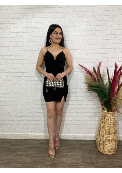 Kadın Derin V Yaka Sırt Dekolteli Fırsat Ürün Mini Elbise indirimleri