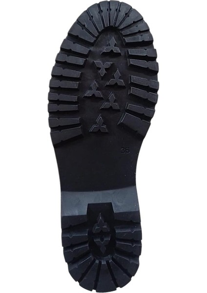 Kadın Fermuarlı Bağcıklı Kalın Taban Kadın Bot Siyah fırsatları