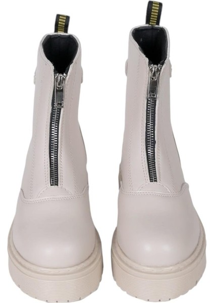 Önden Fermuarlı Kadın Bot Bej modelleri