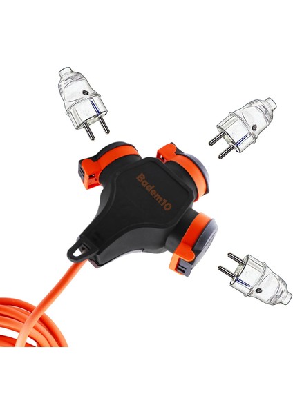 Seyyar Topraklı Monofaze Çoğaltıcı 3'lü Grup Priz Fiş 10 Metre Cca Kablo Uzatma Kablosu 3x1.5 mm fırsatları