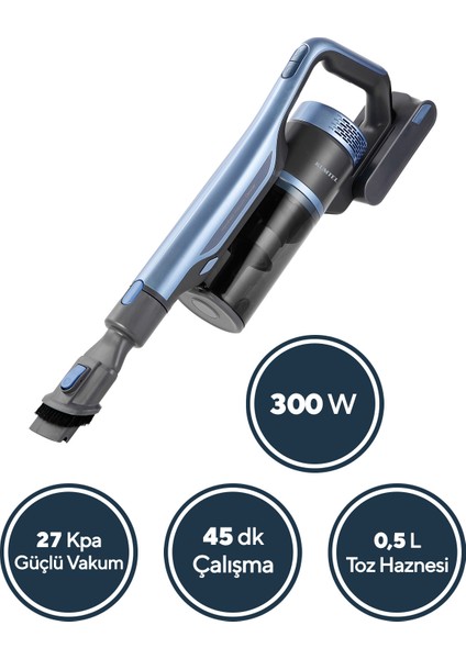 Mavi Kablosuz Şarjlı Dik Süpürge Hvc-15, Hafif ve Güçlü Temizlik Sağlar. fiyatları