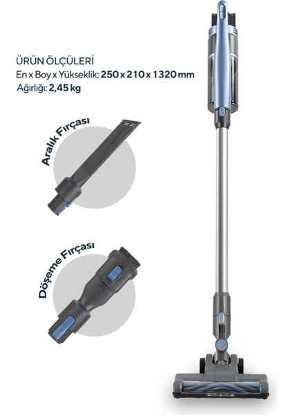 Mavi Kablosuz Şarjlı Dik Süpürge Hvc-15, Hafif ve Güçlü Temizlik Sağlar. modelleri