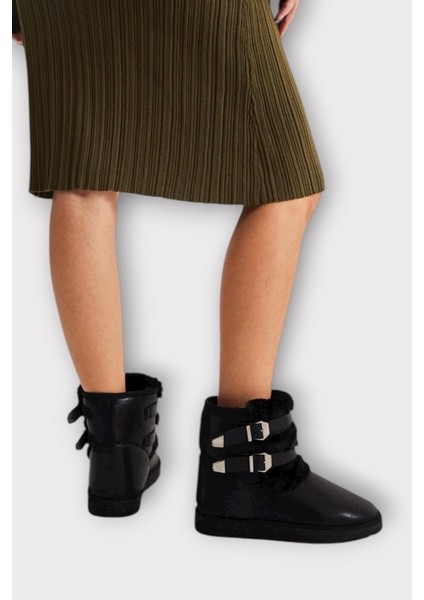 Içi Kürklü Çift Kemerli Kadın Bot Siyah fiyatları