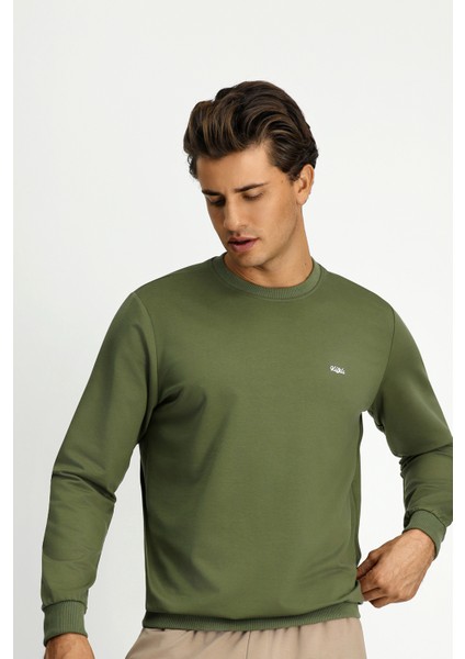 Bisiklet Yaka Regular Fit Nakışlı Pamuklu Sweatshirt