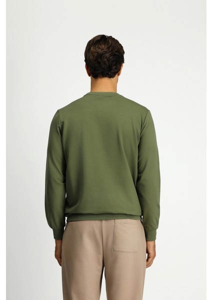 Bisiklet Yaka Regular Fit Nakışlı Pamuklu Sweatshirt indirimleri