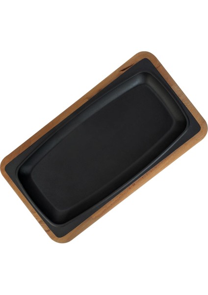 Döküm Dikdörtgen Servis Tabağı ve Kayın Servis Ahşabı. Ölçü 30X15CM.-BORDO modelleri