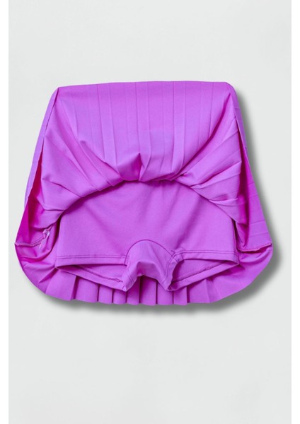 Lyrax Kabartmalı Şort Etekli Crop Kız Çocuk Sporcu Takım