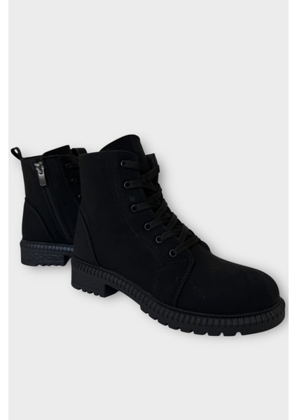 Kadın Termo Taban Fermuarlı Bağcıklı Bot Siyah - Füme fiyatları