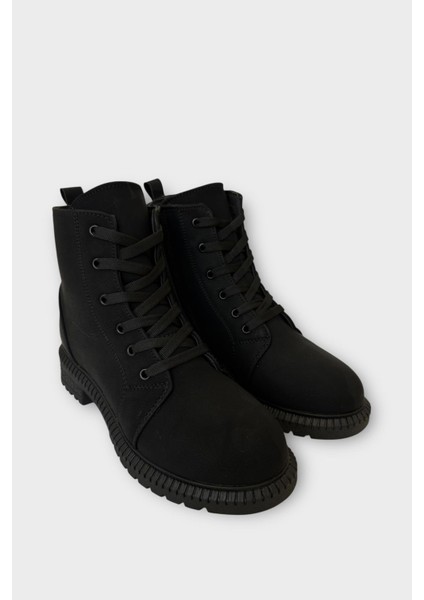 Kadın Termo Taban Fermuarlı Bağcıklı Bot Siyah - Füme modelleri