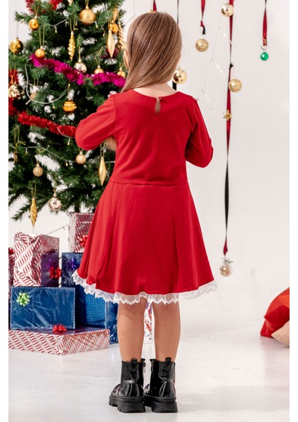 Güpürlü Kız Çocuk Noel Elbise