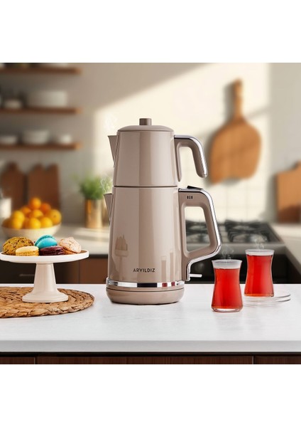 Çay Makinesi Bej, Çok Renkli, Şık ve Kullanışlı Çay Demleme Cihazı