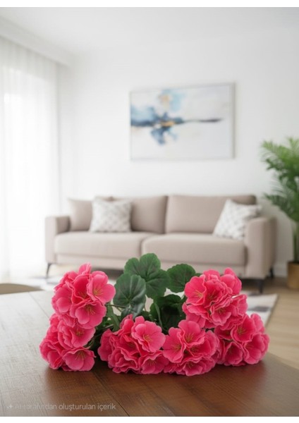 Yapay Çiçek Büyük Sardunya 7 Dallı Demet 40 cm Pembe