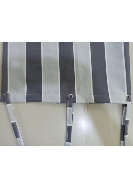 Balkon Perdesi Kuş Gözü Ölçü Seçenekli Gri-Gri Çizgili