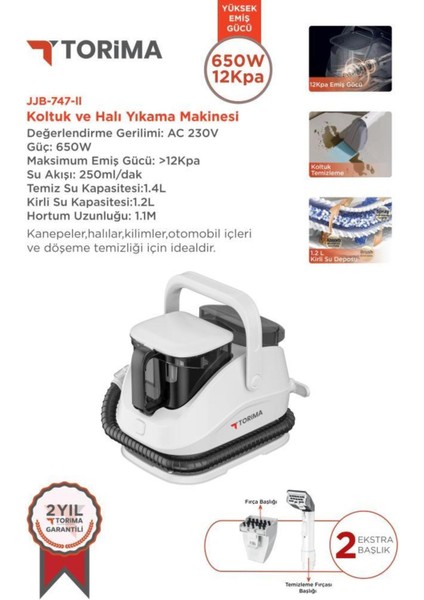 Beyaz Koltuk ve Halı Yıkama Makinesi, Leke Çıkarma ve Temizlik Aracı