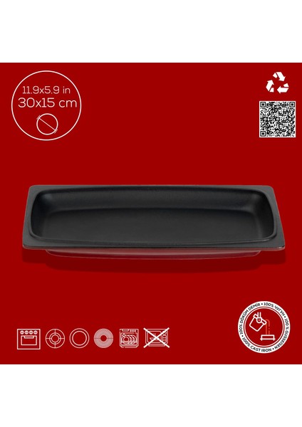 Döküm Dikdörtgen Servis Tabağı Ölçü 30X15CM.-BORDO fırsatları