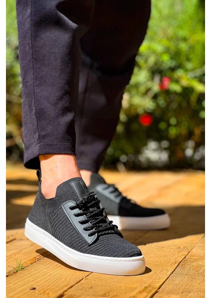 KB-110 Kuback Back Siyah Triko Yüksek Taban Bağcıklı Günlük Erkek Ayakkabı