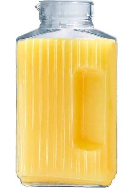 Turuncu, Dayanıklı Borosilikat Cam Sürahi, Buz Dolabı Için Şık ve Kullanışlı Tasarım