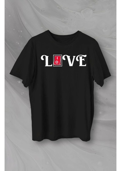 Sevgililer Günü Için Özel Tasarım Love Baskılı T-Shirt - Siyah