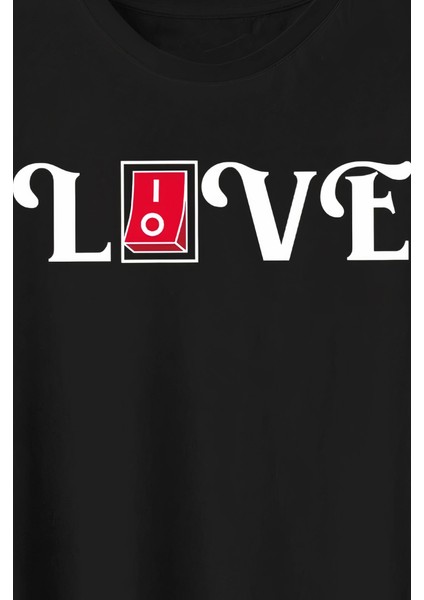 Sevgililer Günü Için Özel Tasarım Love Baskılı T-Shirt - Siyah fiyatları