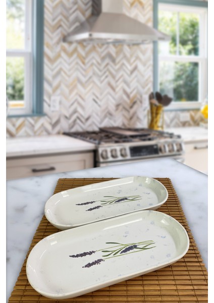 Mor Lavanta Tonu Kayık Salata Tabağı Seti, 26CM, Şık ve Kullanışlı 2 Adet