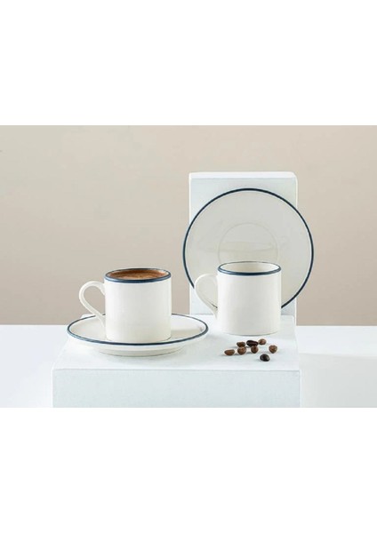 Lacivert Porselen 2’li Kahve Fincan Takımı, 100 Ml, Şık ve Zarif Tasarım