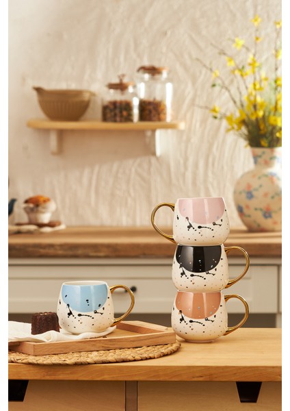 Bej Renkli 380 ml Suluboya Desenli Kupa, Şık ve Kullanışlı Tasarım indirimleri