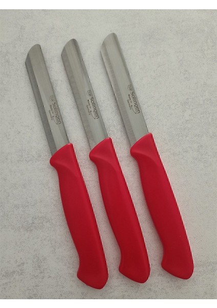 Kırmızı Micro Tırtıklı Sebze Doğrama Bıçağı 3'lü Set