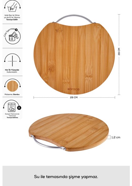 Büyük Yuvarlak Bambu Kesme Tahtası, 28 Cm, Doğal ve Şık Tasarım fiyatları
