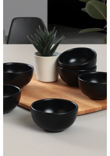 Mat Siyah Bulut Tasarımlı 8 cm 6'lı Çerez ve Sosluk Seti