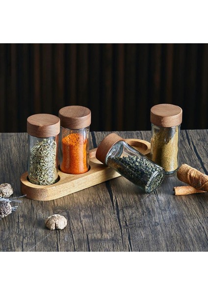 4'lü Akasya Baharatlık Seti, Şık ve Kullanışlı Mutfak Düzeni Için Ideal