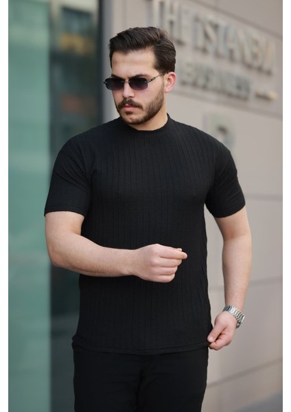 Erkek Kısa Kollu Örgü Kumaş Bisiklet Yaka T-Shirt fiyatları