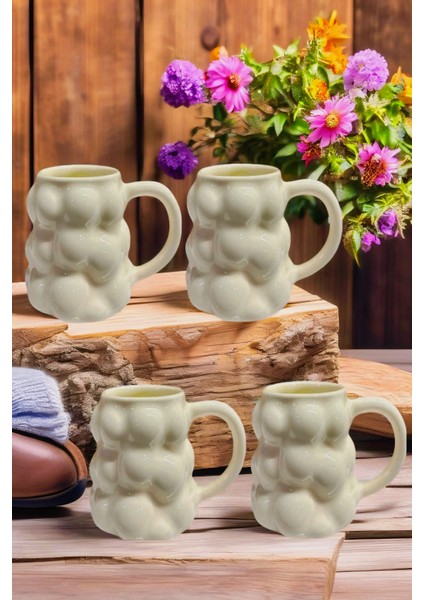 4'lü Porselen Kahve Bardak Seti, Üzüm Şekilli, Bej, 250 Ml, Ofis ve Ev Için Ideal fırsatları